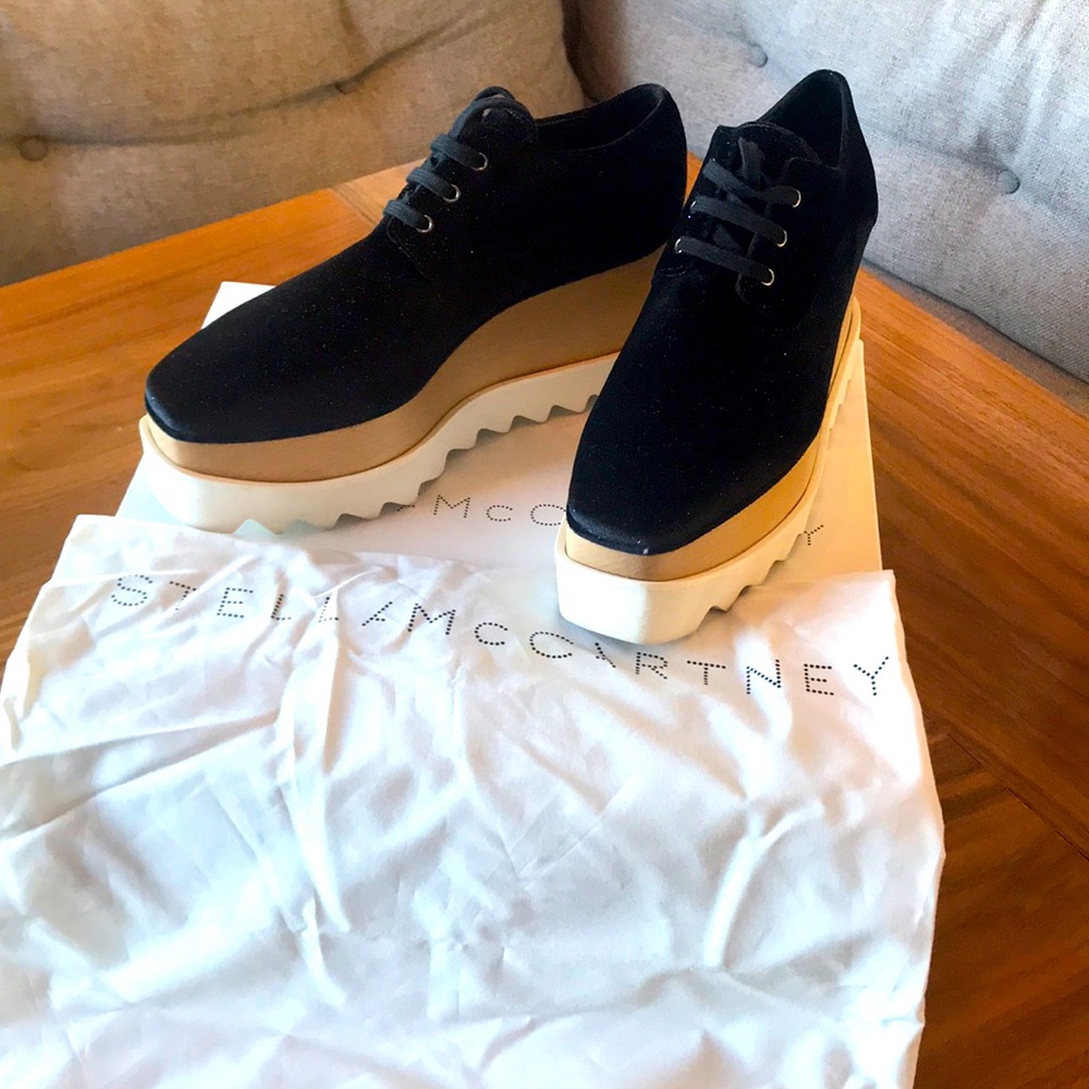 Stella McCartney Platform Black Velvet Oxfords